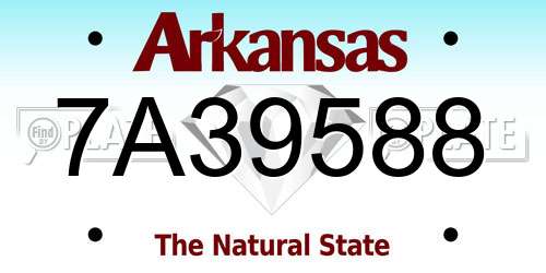 7A39588 Arkansas License Plate