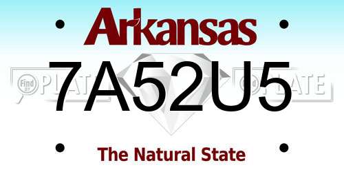 7A52U5 Arkansas License Plate