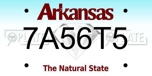 7A56T5 Arkansas License Plate