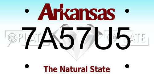 7A57U5 Arkansas License Plate
