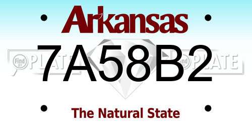 7A58B2 Arkansas License Plate