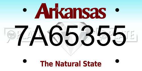 7A65355 Arkansas License Plate