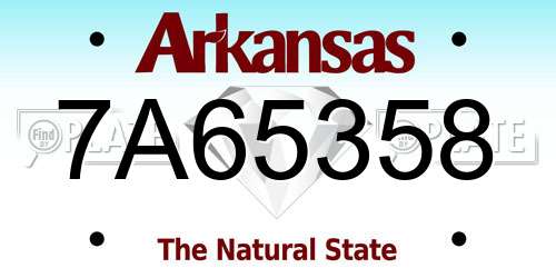7A65358 Arkansas License Plate