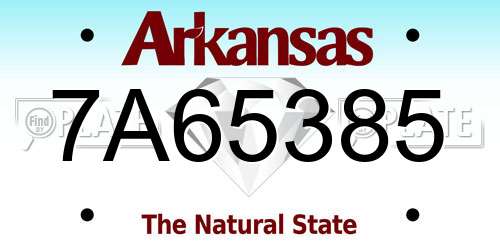7A65385 Arkansas License Plate