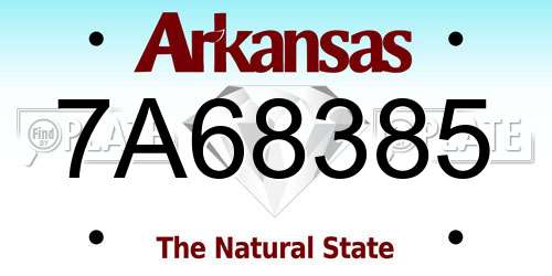 7A68385 Arkansas License Plate
