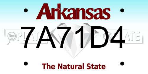 7A71D4 Arkansas License Plate