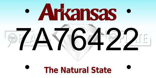 7A76422 Arkansas License Plate