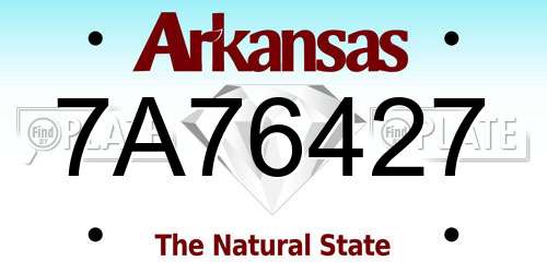 7A76427 Arkansas License Plate