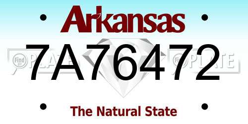 7A76472 Arkansas License Plate