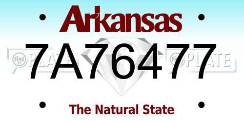 7A76477 Arkansas License Plate
