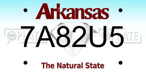 7A82U5 Arkansas License Plate
