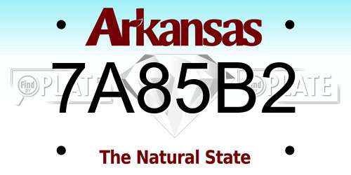 7A85B2 Arkansas License Plate