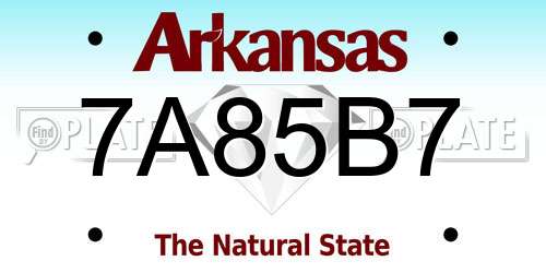 7A85B7 Arkansas License Plate