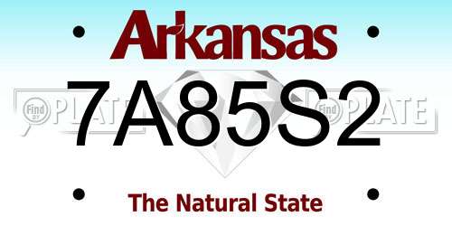 7A85S2 Arkansas License Plate