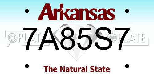 7A85S7 Arkansas License Plate
