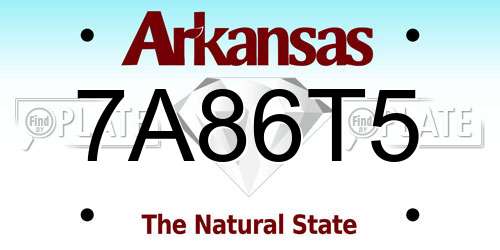 7A86T5 Arkansas License Plate