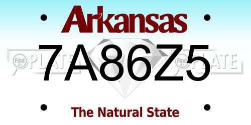 7A86Z5 Arkansas License Plate