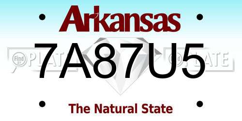 7A87U5 Arkansas License Plate
