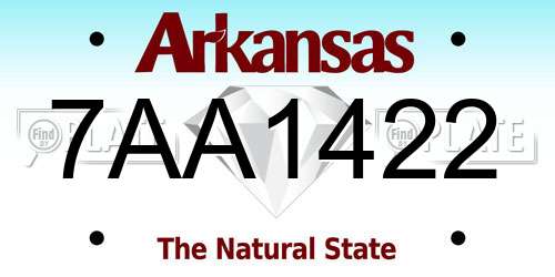 7AA1422 Arkansas License Plate
