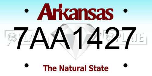 7AA1427 Arkansas License Plate