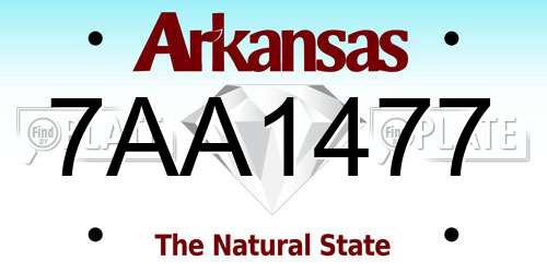 7AA1477 Arkansas License Plate