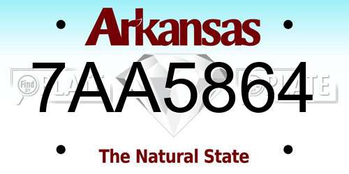 7AA5864 Arkansas License Plate