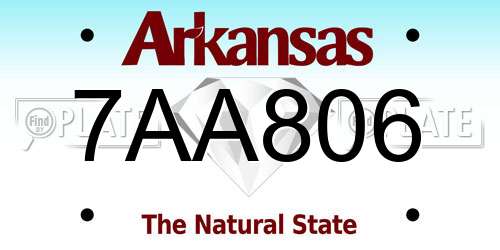 7AA806 Arkansas License Plate