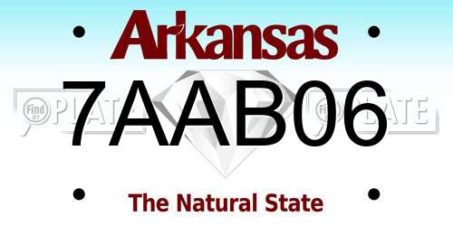7AAB06 Arkansas License Plate