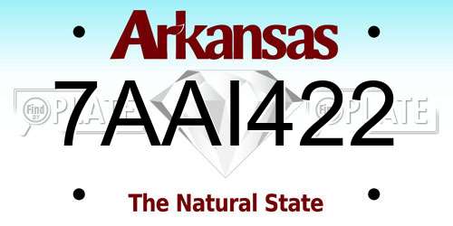 7AAI422 Arkansas License Plate
