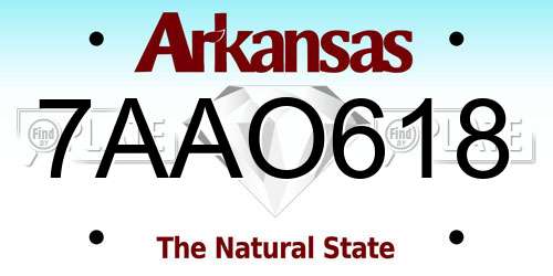 7AAO618 Arkansas License Plate