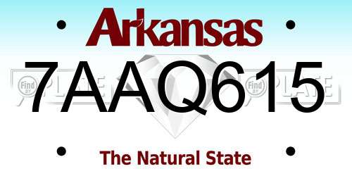 7AAQ615 Arkansas License Plate