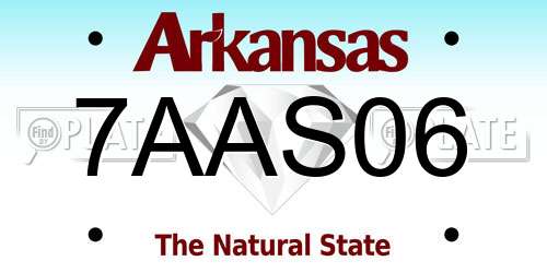 7AAS06 Arkansas License Plate