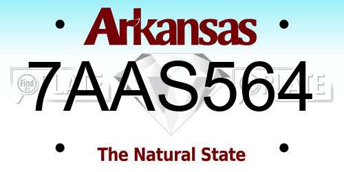7AAS564 Arkansas License Plate