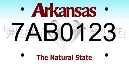 7AB0123 Arkansas License Plate