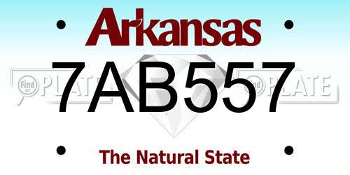 7AB557 Arkansas License Plate