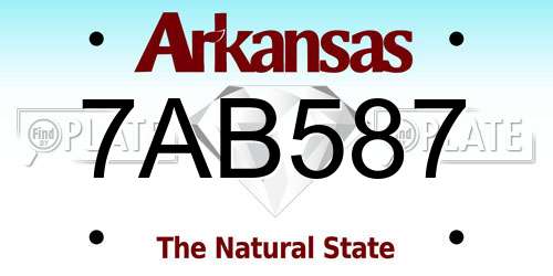 7AB587 Arkansas License Plate