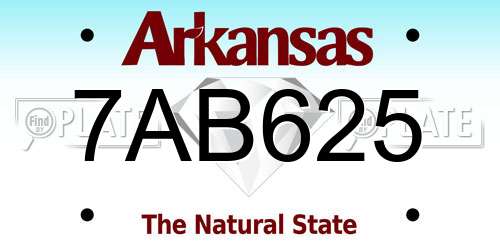 7AB625 Arkansas License Plate