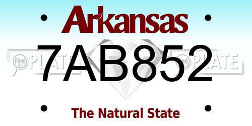 7AB852 Arkansas License Plate