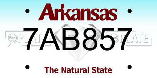 7AB857 Arkansas License Plate