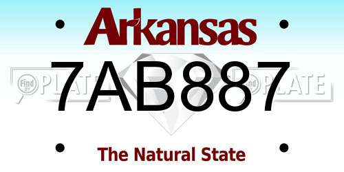 7AB887 Arkansas License Plate