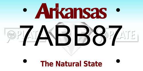 7ABB87 Arkansas License Plate