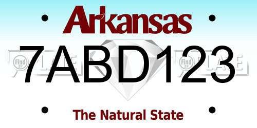 7ABD123 Arkansas License Plate
