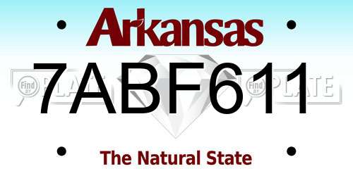 7ABF611 Arkansas License Plate