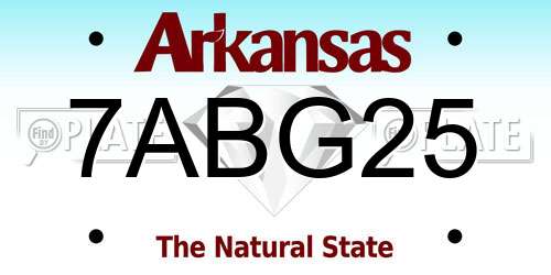 7ABG25 Arkansas License Plate