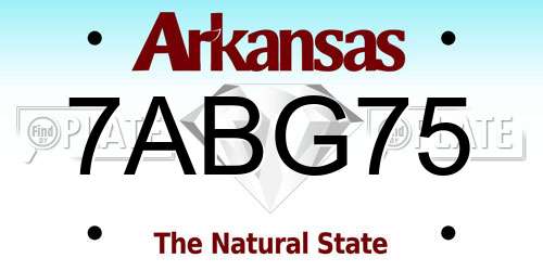 7ABG75 Arkansas License Plate