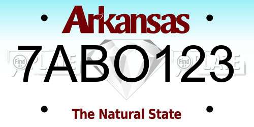 7ABO123 Arkansas License Plate
