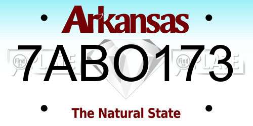 7ABO173 Arkansas License Plate