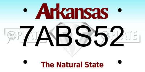 7ABS52 Arkansas License Plate