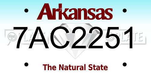 7AC2251 Arkansas License Plate