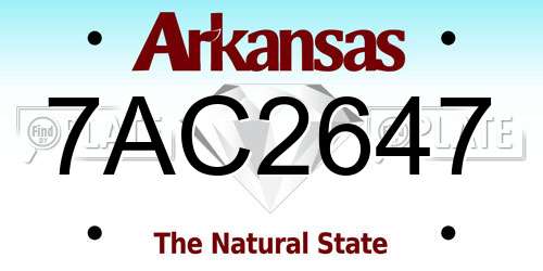 7AC2647 Arkansas License Plate